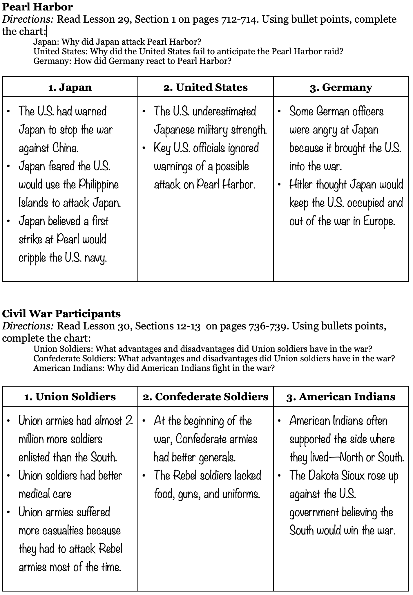 three column assignment example